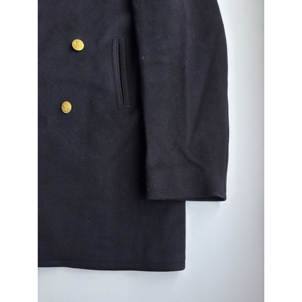 VTG U.S. Navy Mens Double Breasted 100% Wool Gold Button Peacoat Navy Blue 38XL - Picture 4 of 13